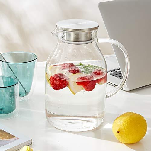 2L LEDRO Glass Pitch with Stainless Lid with Handle - Gifts by Art Tree