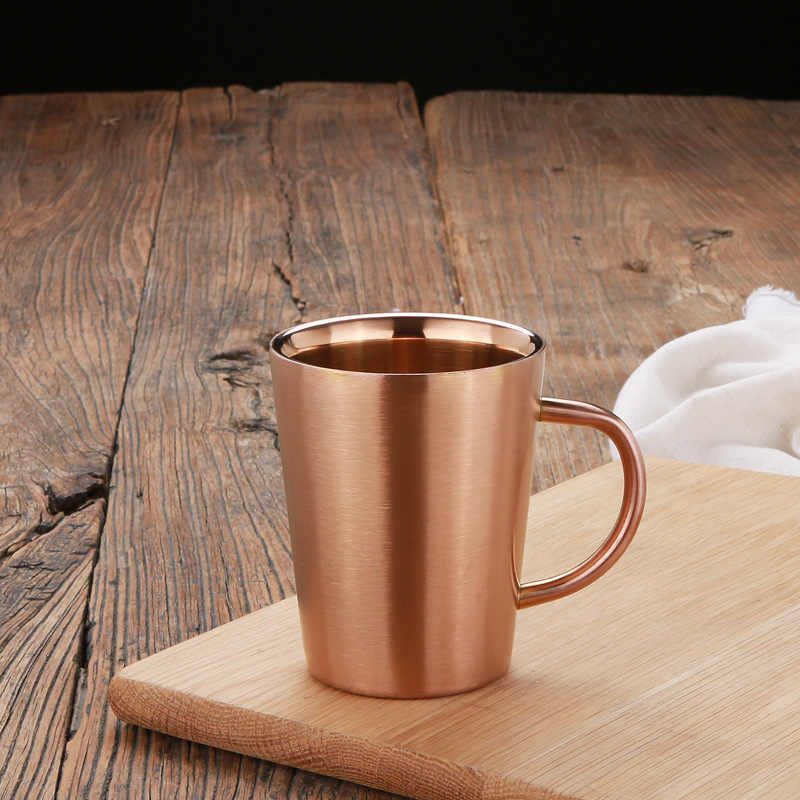 BELO Coffee Mug - Funnel Shaped Double Wall 304 Stainless Steel Coffee Mug - Rose Gold - Gifts by Art Tree