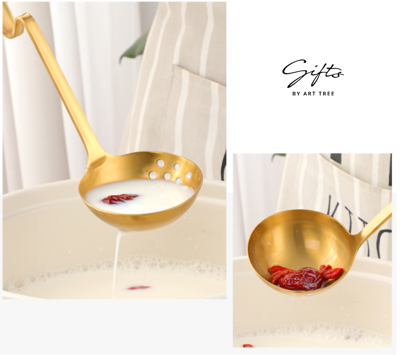 Stainless Steel  Ladle with Holes - Gold - Gifts by Art Tree