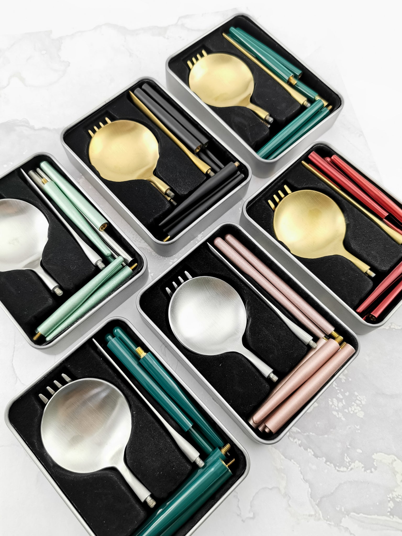 Stainless Steel Foldable Cutlery Set - Black - Gifts by Art Tree