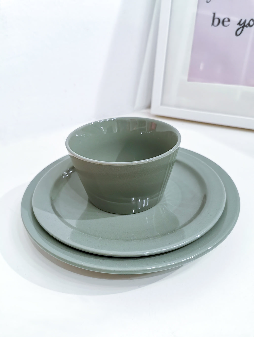 22cm Morandi Plate - Grey - Gifts by Art Tree