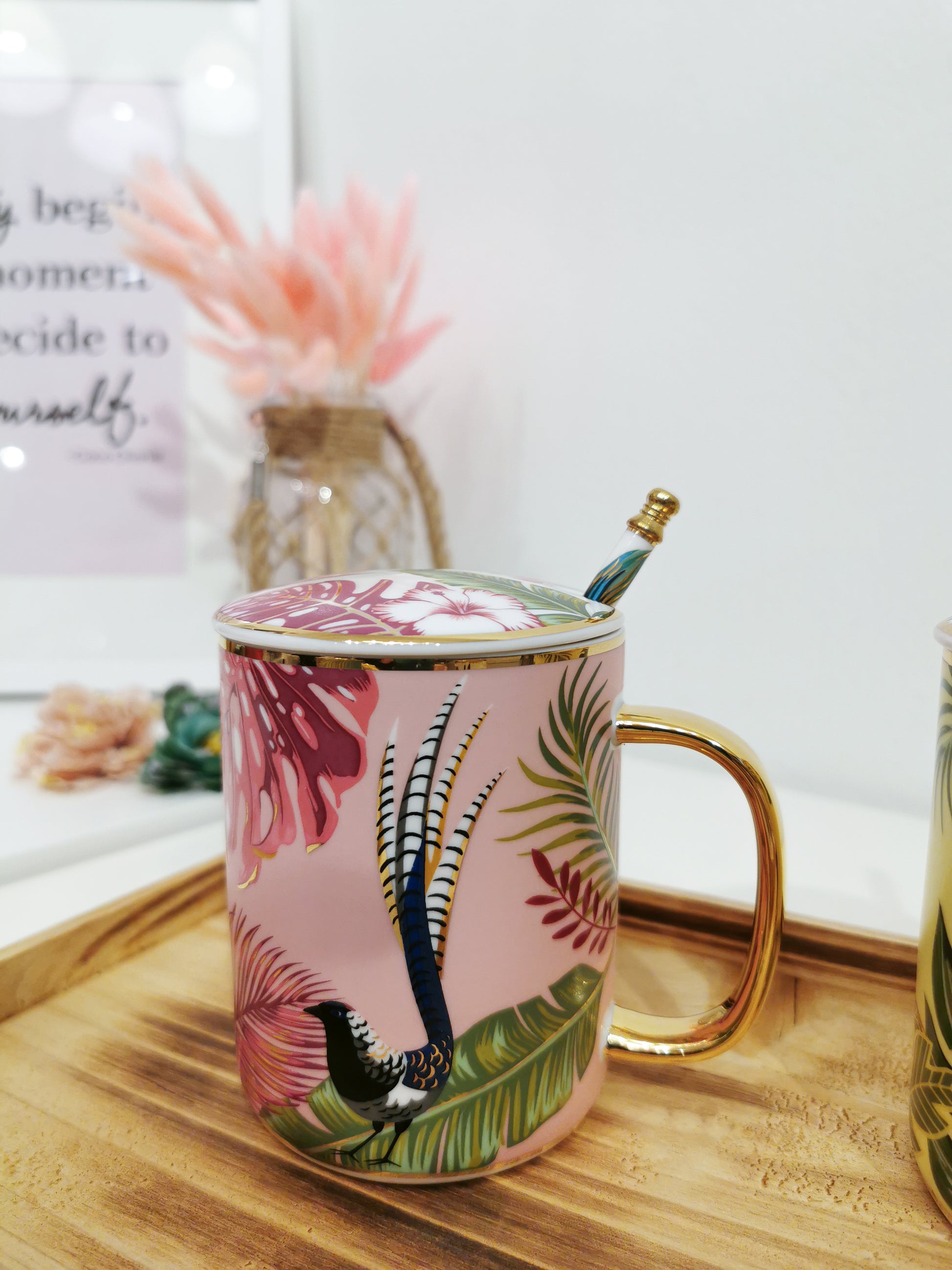 350ml Forest City Ceramic Mug Set - Dancing Peacock - Gifts by Art Tree