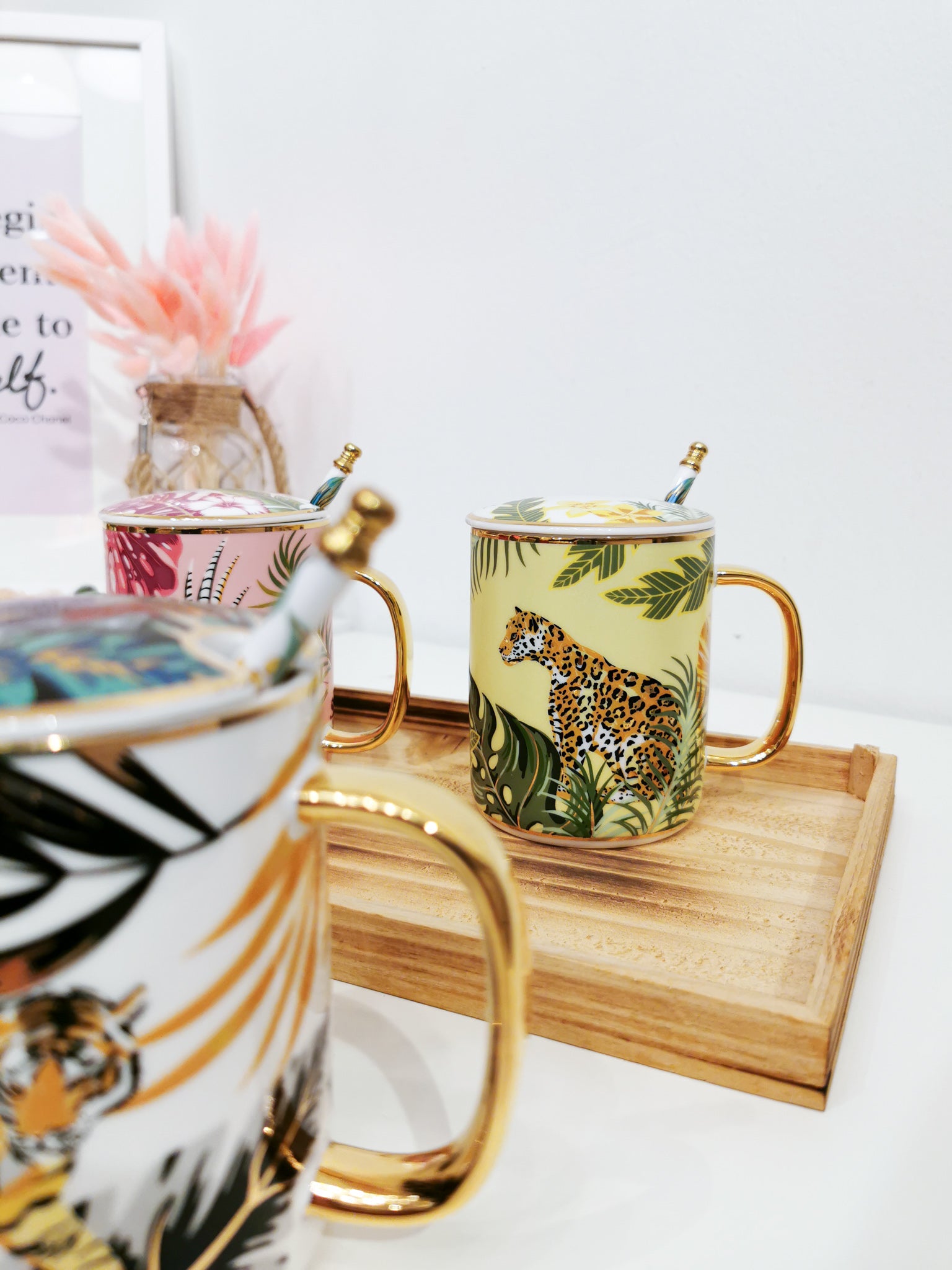 350ml Forest City Ceramic Mug Set - Solitary Leopard - Gifts by Art Tree