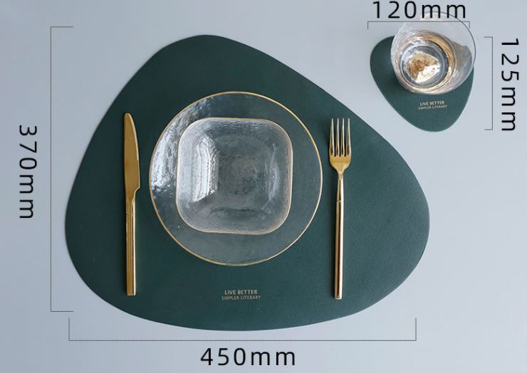 Agiou PU Placemat and Coaster Set - Black - Gifts by Art Tree