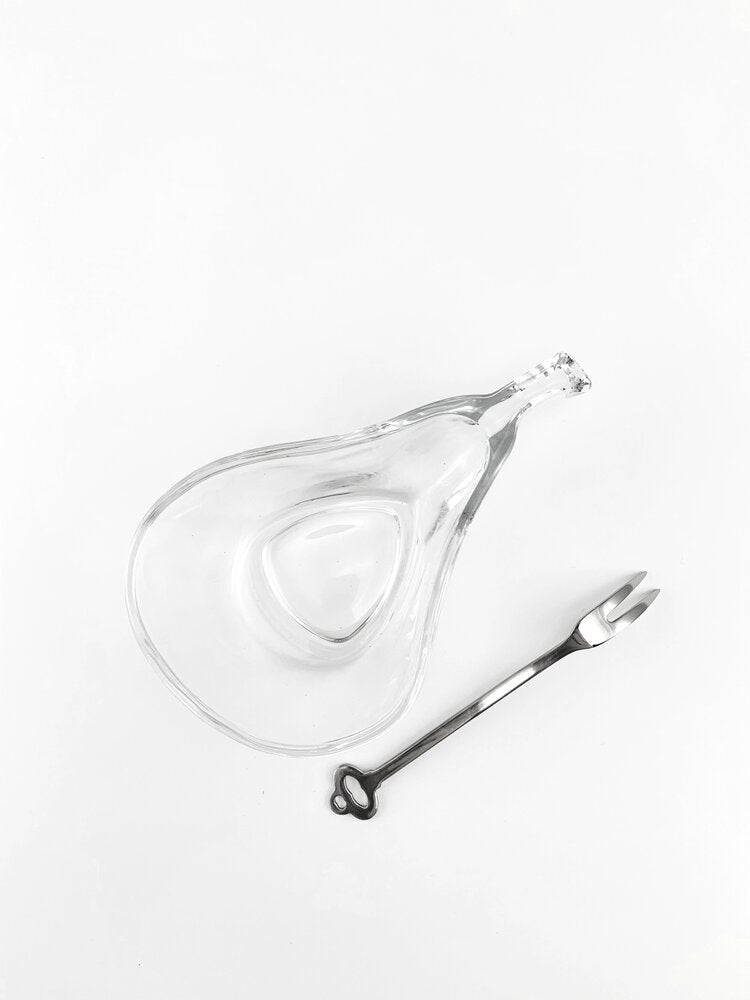 NASHI Glass Pear Shaped Saucer Clear - Gifts by Art Tree
