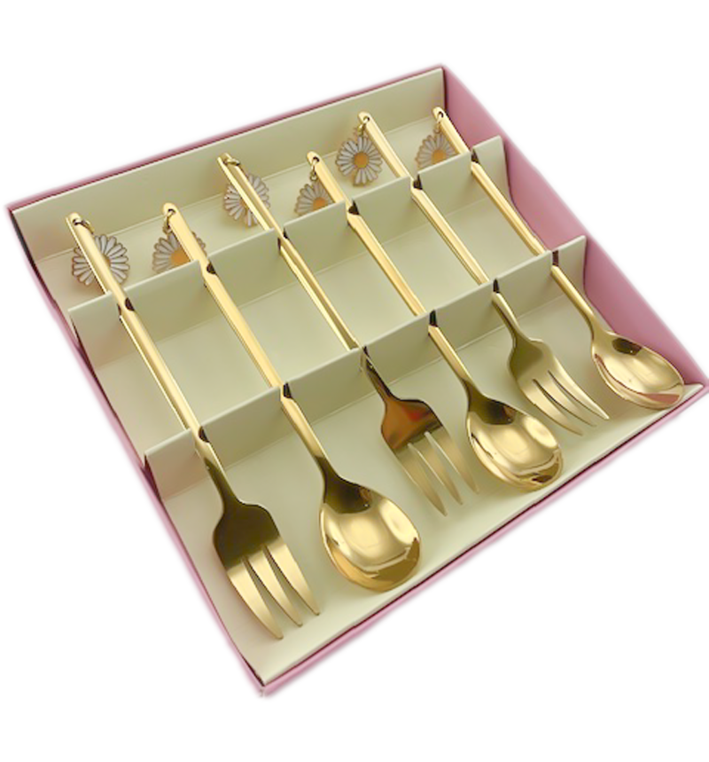 Daisy Dessert Spoons - Gold - Set of 3 - Gifts by Art Tree