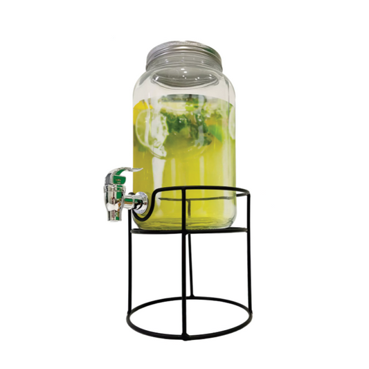 4L ANNECY Water Dispenser - with Silver Lid, Tap and Black Metal Stand - Gifts by Art Tree