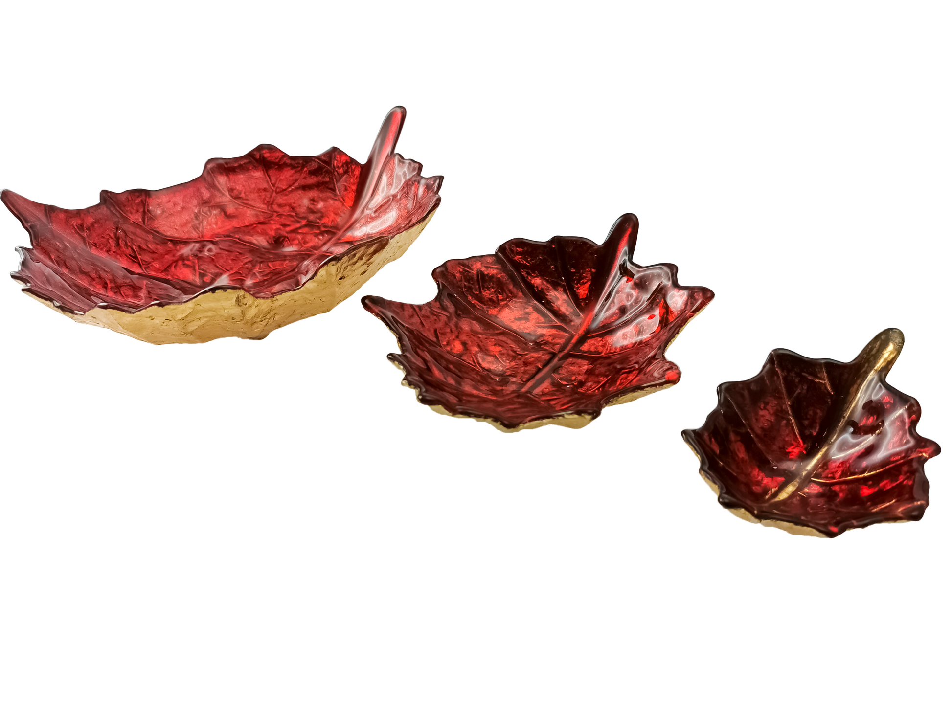 Vintage Ruby Red Glass Leaf Shaped Plate/ Tray/ Dish - Small - Gifts by Art Tree