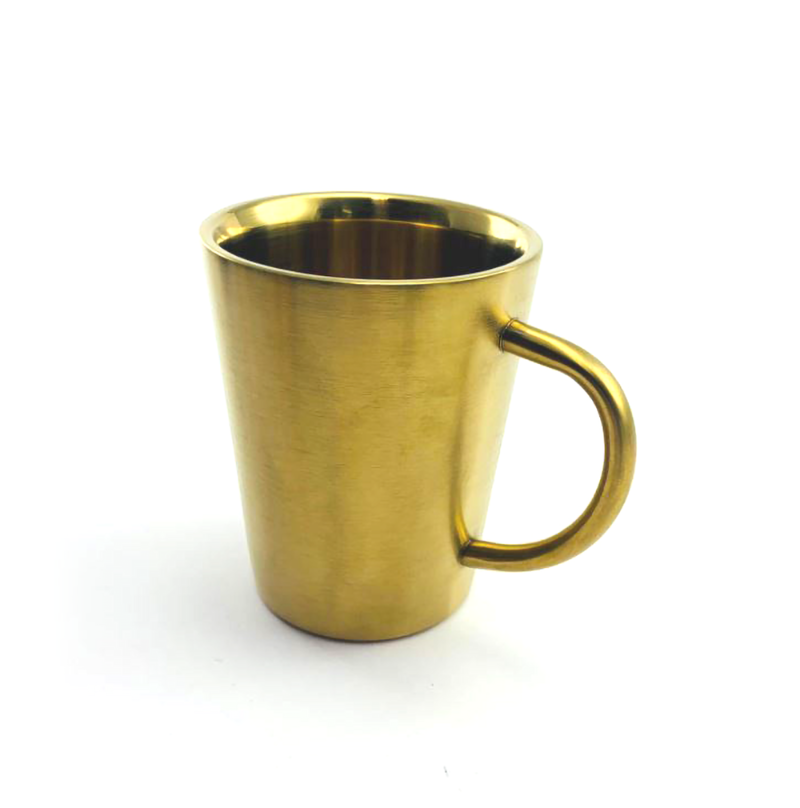 BELO Coffee Mug - Funnel Shaped Double Wall 304 Stainless Steel Coffee Mug - Gold - Gifts by Art Tree