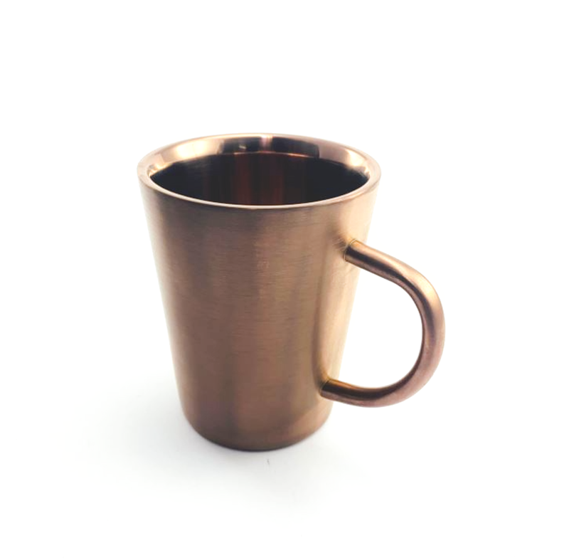 BELO Coffee Mug - Funnel Shaped Double Wall 304 Stainless Steel Coffee Mug - Rose Gold - Gifts by Art Tree