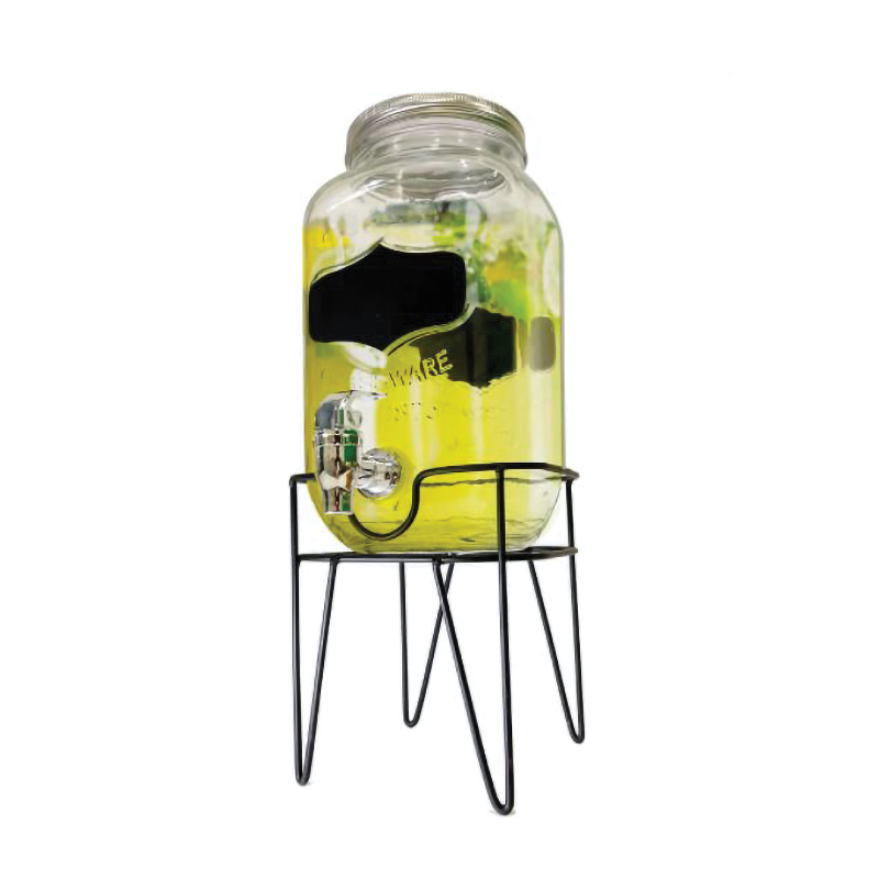 3.5L GENEVA Water Dispenser - Chalkboard with Silver Lid, Stainless Steel Tap and Black Metal Stand - Gifts by Art Tree