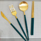 Stainless Steel Foldable Cutlery Set - Gold Green - Gifts by Art Tree