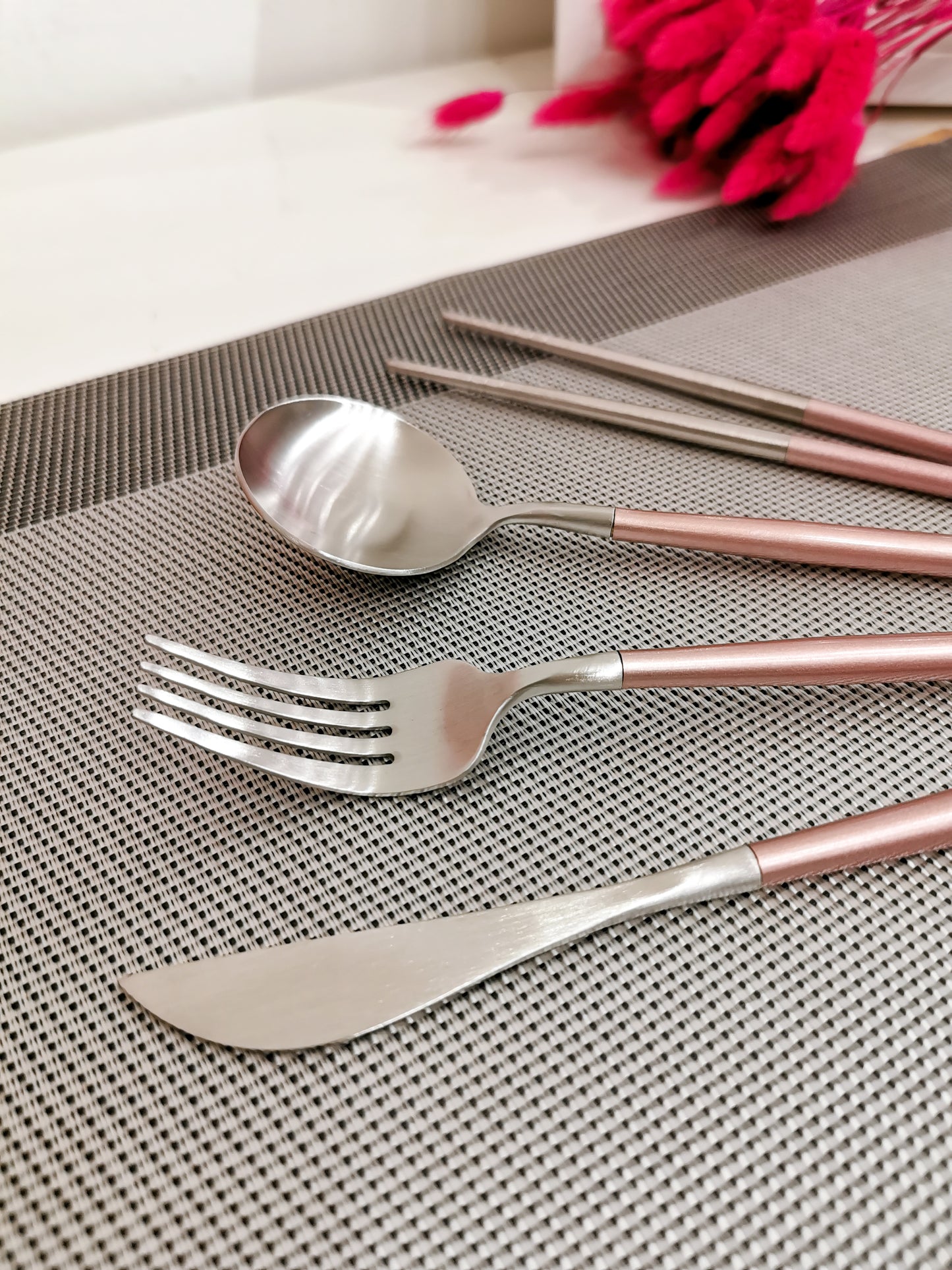 Stainless Steel Foldable Cutlery Set - Pink - Gifts by Art Tree