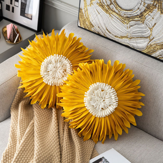 Rosette Pillow - Round Yellow - Gifts by Art Tree