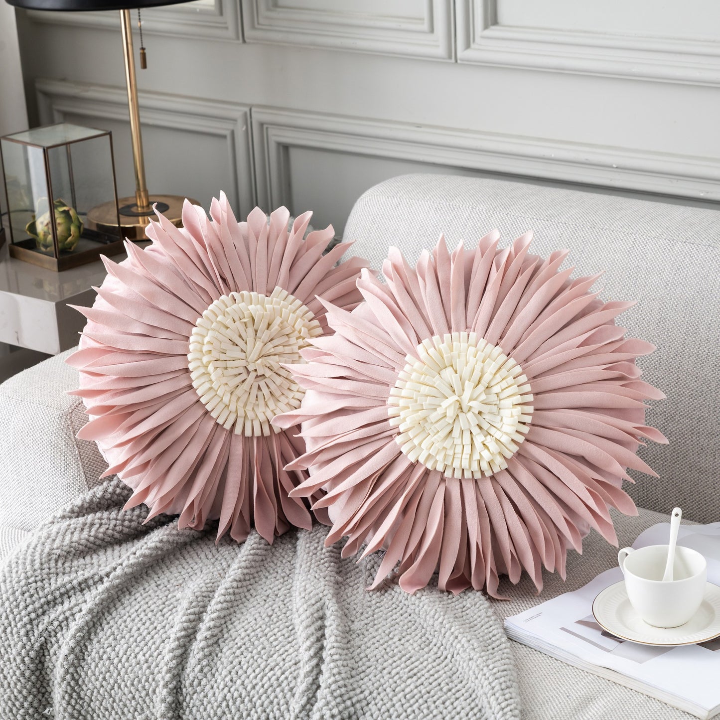 Rosette Pillow - Round Pink - Gifts by Art Tree